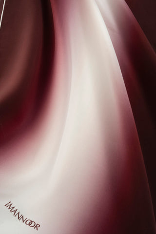 Degrade Bordo-Beyaz Krep İpek Şal 70x210