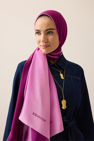 Degrade Fuşya-Pembe Krep İpek Şal 70x210