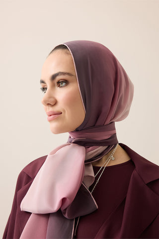 Degrade Gül Kurusu-Pudra Krep İpek Şal 70x210