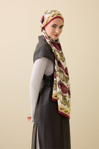 Delhi Bordo Yün Şal 70x210