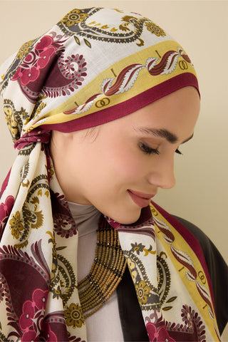 Delhi Bordo Yün Şal 70x210