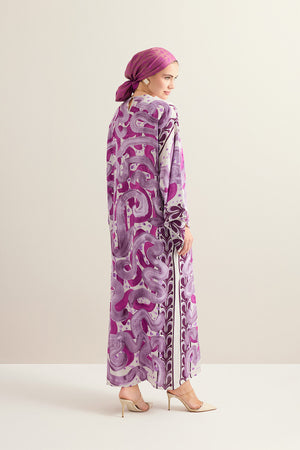 River Road Lilac-Fuchsia Crepe Silk Dress