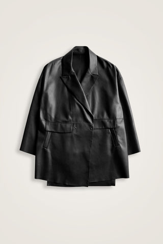Deri Siyah Blazer Ceket