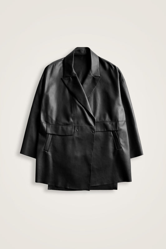Deri Siyah Blazer Ceket