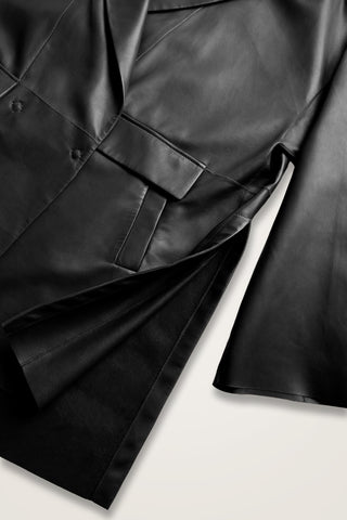 Deri Siyah Blazer Ceket