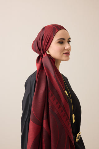 Dev Bambunoor Bordo Yün İpek Şal 70x200