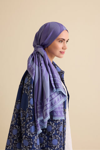 Dev Bambunoor Lavanta Jakar İpek Şal 70x200