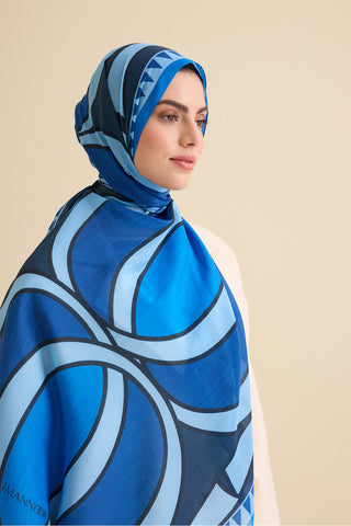 Dev Bambunoor Mavi Pamuk İpek Şal 70x209