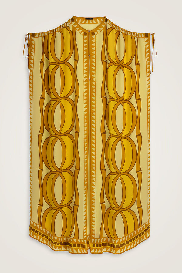 Giant Bambunoor Saffron Crepe Silk Abaya