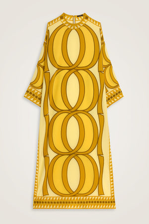 Giant Bamboo Saffron Twill Silk Dress