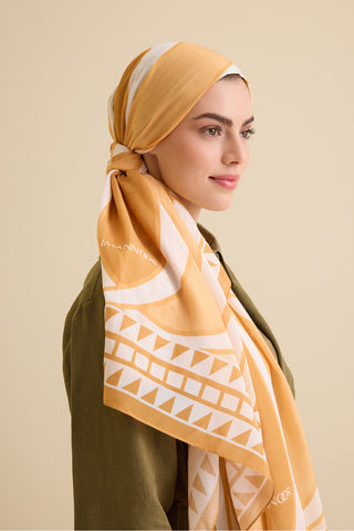 Dev Bambunoor Sarı Pamuk İpek Şal 70x209