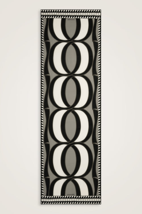Giant Bambunoor Black Crepe Silk Scarf