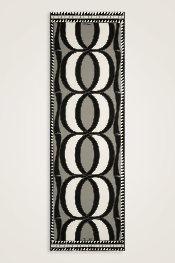 Giant Bambunoor Black Crepe Silk Scarf