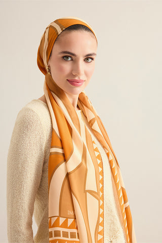 Dev Bambunoor Tarçın Krep İpek Şal 70x210