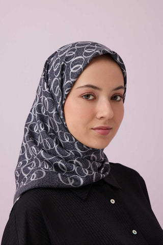 Dokuma Noor Antrasit Tivil İpek Eşarp 90x90