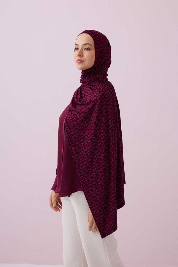 Dokuma Noor Bordo Supreme Şal 70x175
