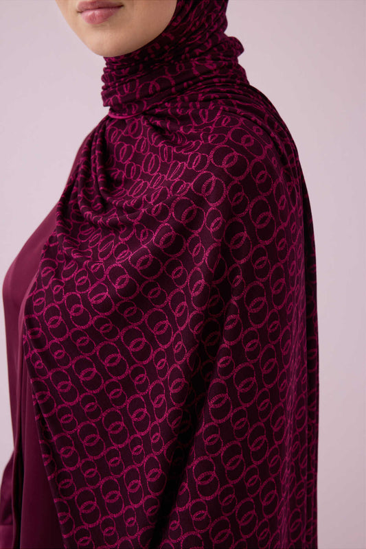 Dokuma Noor Bordo Supreme Şal 70x175
