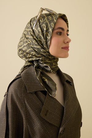 Woven Noor Khaki Silk Twill Scarf