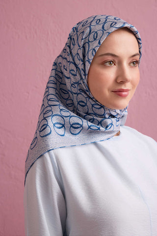 Dokuma Noor İndigo Tivil İpek Eşarp 90x90