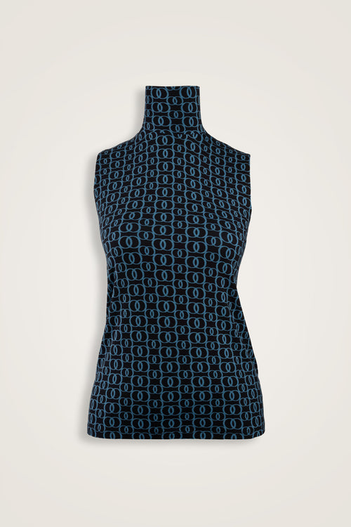 Woven Noor Navy Supreme Sleeveless Blouse