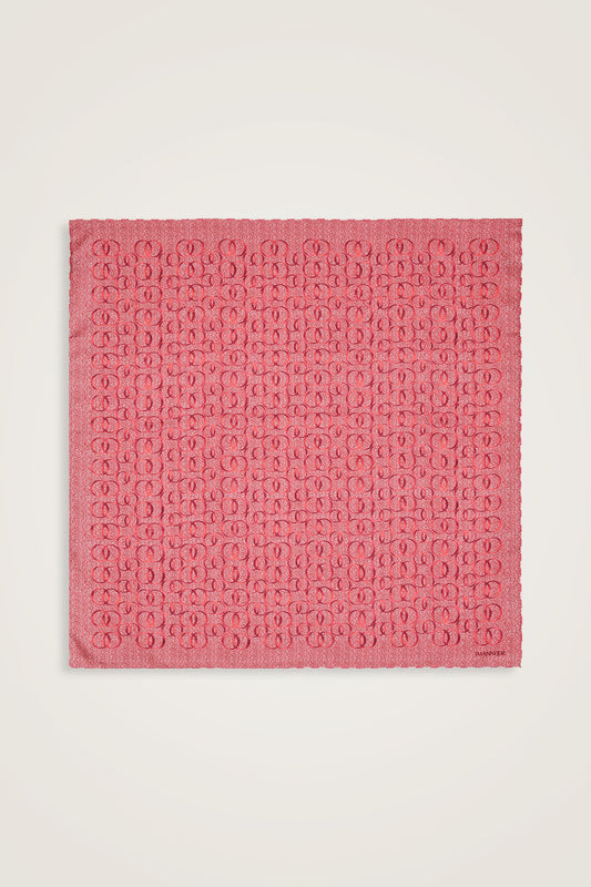 Dokuma Noor Pembe Tivil İpek Eşarp 90x90