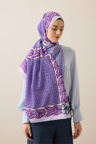 Dört Mevsim Lila Pamuk Floş Şal 70x210