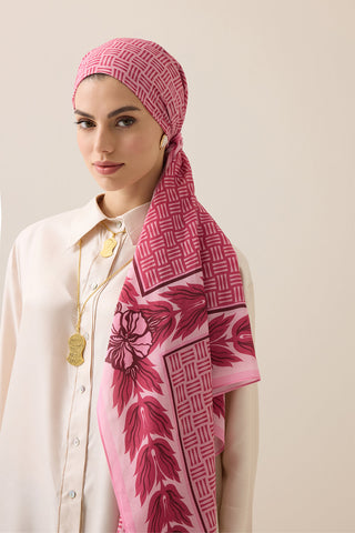 Dört Mevsim Pembe Pamuk Floş Şal 70x210