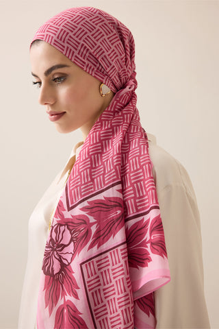 Dört Mevsim Pembe Pamuk Floş Şal 70x210