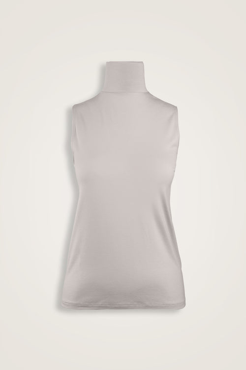 Solid Color Light Stone Long Supreme Sleeveless Blouse