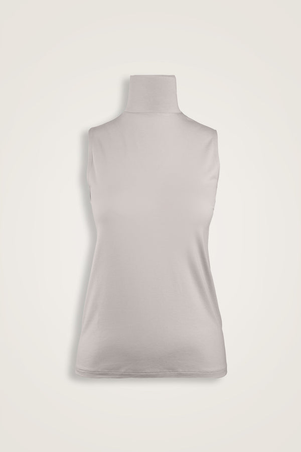 Solid Color Light Stone Long Supreme Sleeveless Blouse