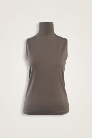 Solid Color Dark Gray Long Supreme Sleeveless Blouse