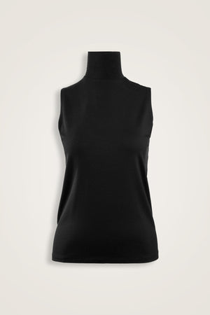 Solid Color Black Long Supreme Sleeveless Blouse