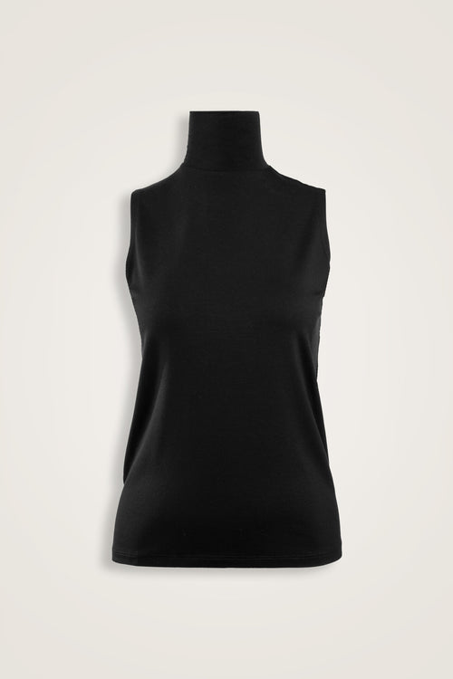 Solid Color Black Long Supreme Sleeveless Blouse
