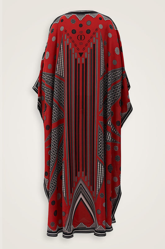 Esen Yolu Kırmızı İpek Kaftan