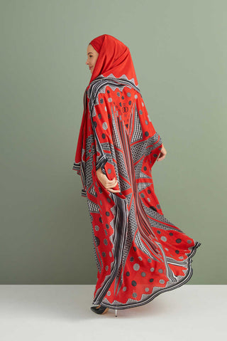Esen Yolu Kırmızı İpek Kaftan