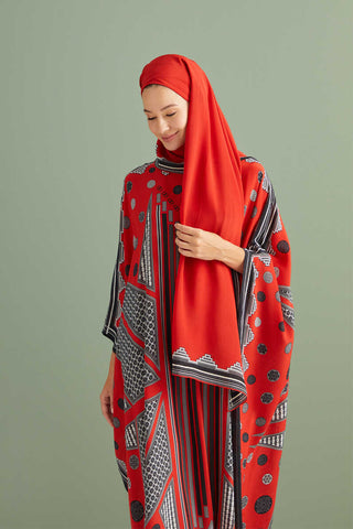 Esen Yolu Kırmızı İpek Kaftan
