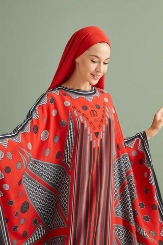 Esen Yolu Kırmızı İpek Kaftan