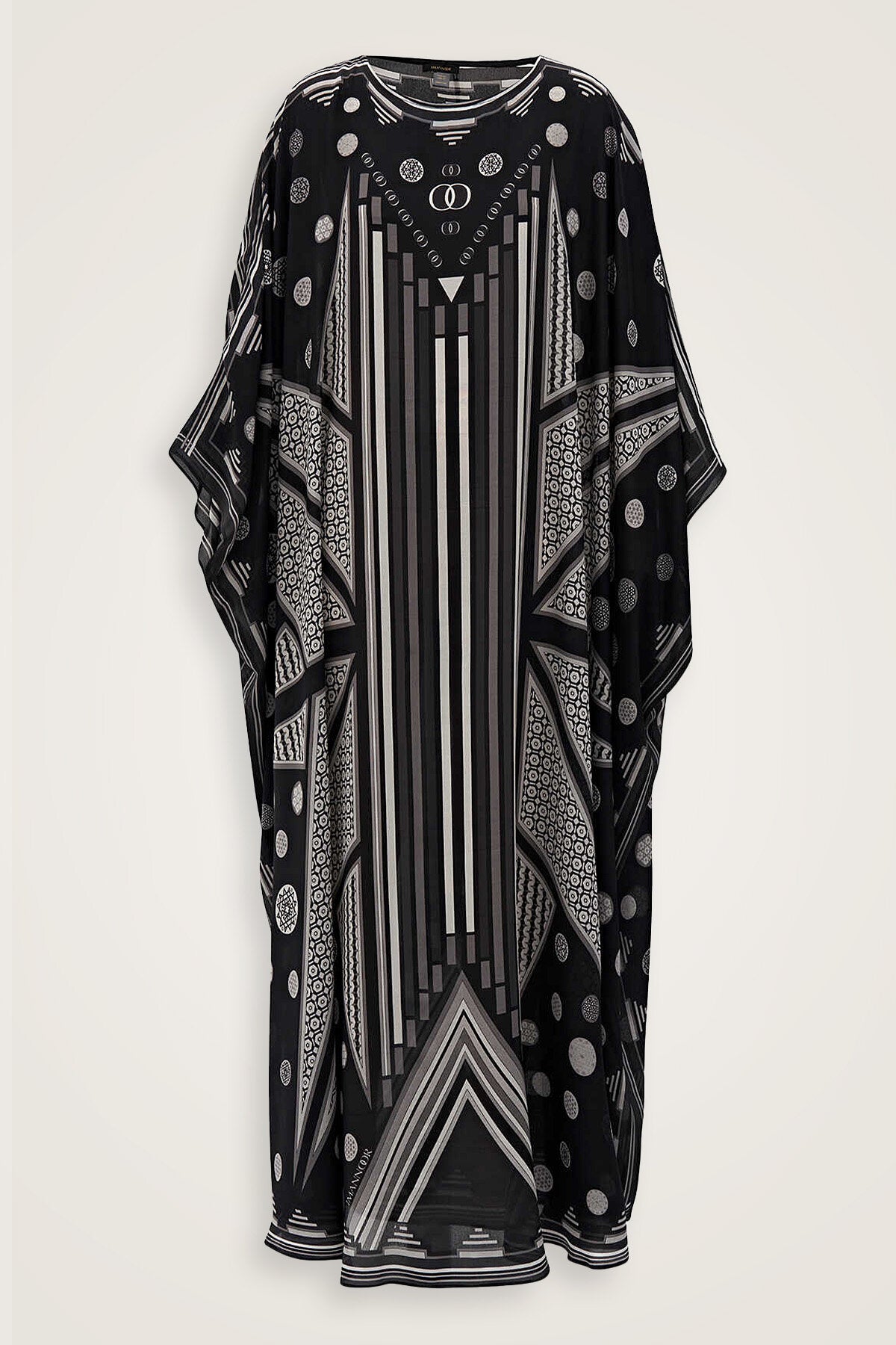 Esen Yolu Siyah İpek Kaftan