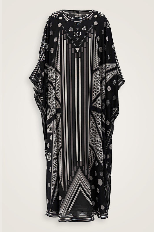 Esen Yolu Siyah İpek Kaftan