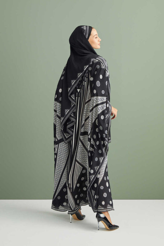 Esen Yolu Siyah İpek Kaftan