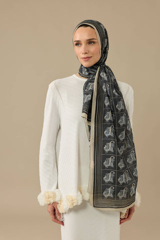 Esma Koleksiyonu [Ş] Gece Pamuk İpek Şal 70x200
