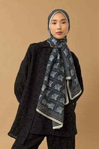 Esma Koleksiyonu [A] Gece Pamuk İpek Şal 70x200