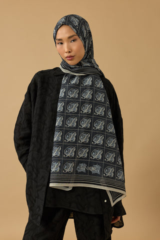 Esma Koleksiyonu [B] Gece Pamuk İpek Şal 70x200
