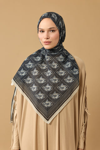 Esma Koleksiyonu [G] Gece Pamuk İpek Şal 70x200