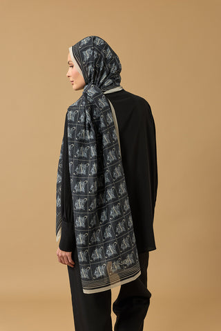 Esma Koleksiyonu [N] Gece Pamuk İpek Şal 70x200