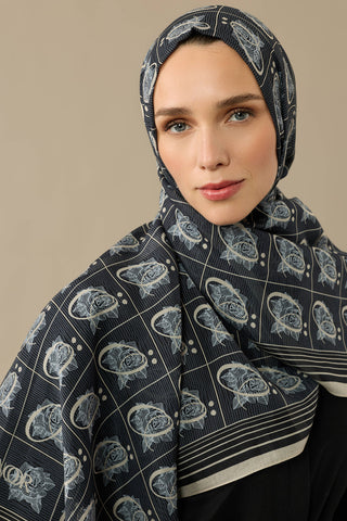 Esma Koleksiyonu [Ö] Gece Pamuk İpek Şal 70x200