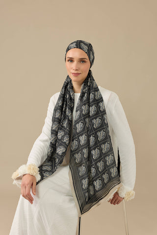 Esma Koleksiyonu [R] Gece Pamuk İpek Şal 70x200