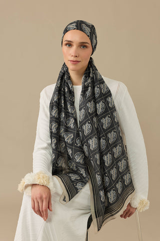 Esma Koleksiyonu [R] Gece Pamuk İpek Şal 70x200