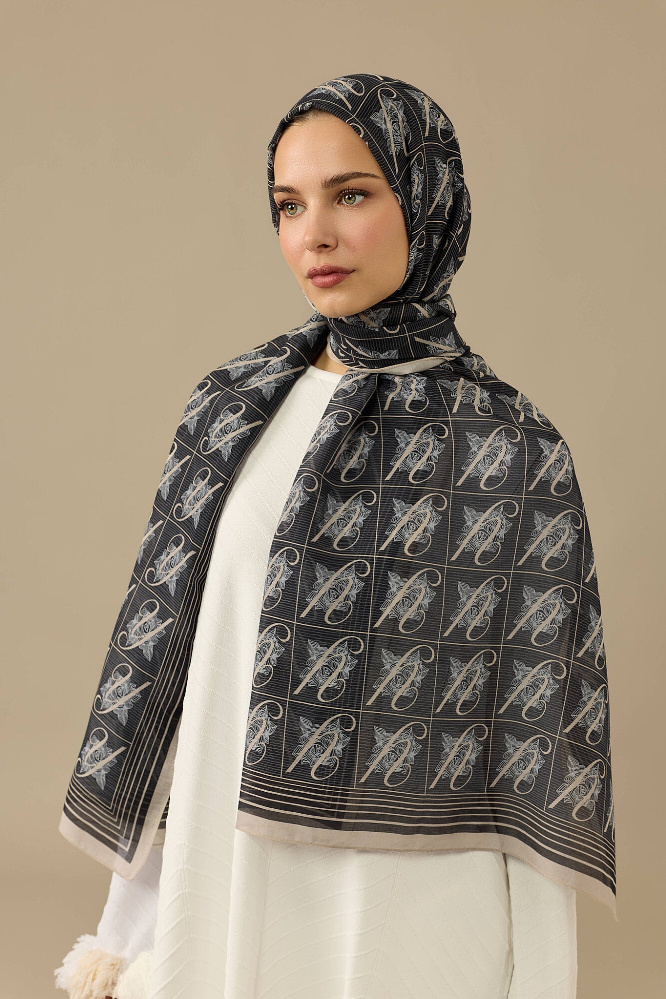 Esma Koleksiyonu [Y] Gece Pamuk İpek Şal 70x200