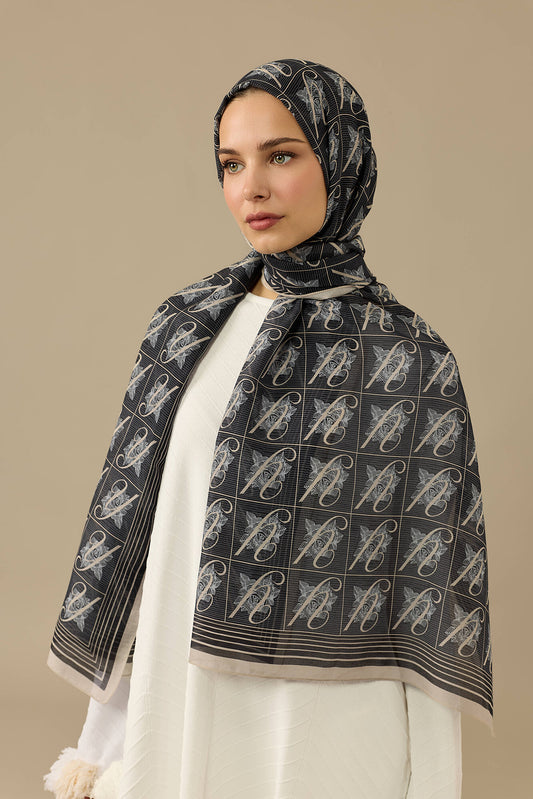 Esma Koleksiyonu [Y] Gece Pamuk İpek Şal 70x200